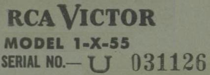 RCA Victor 1-X-55 Serial No. U 031126